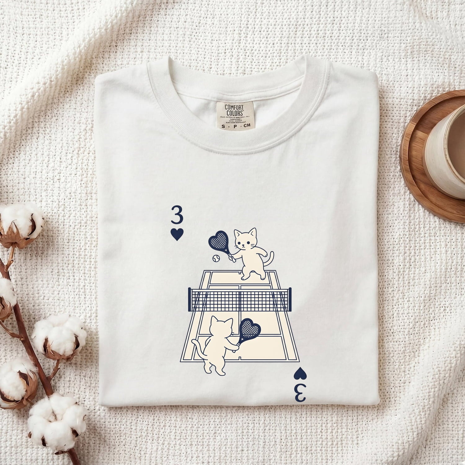 Tennis Cat Shirt for Women – Kawaii Minimalist Athletic Heart Feline Graphic Tee