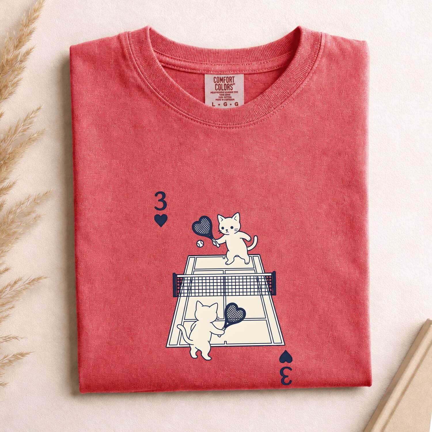 Tennis Cat Shirt for Women – Kawaii Minimalist Athletic Heart Feline Graphic Tee