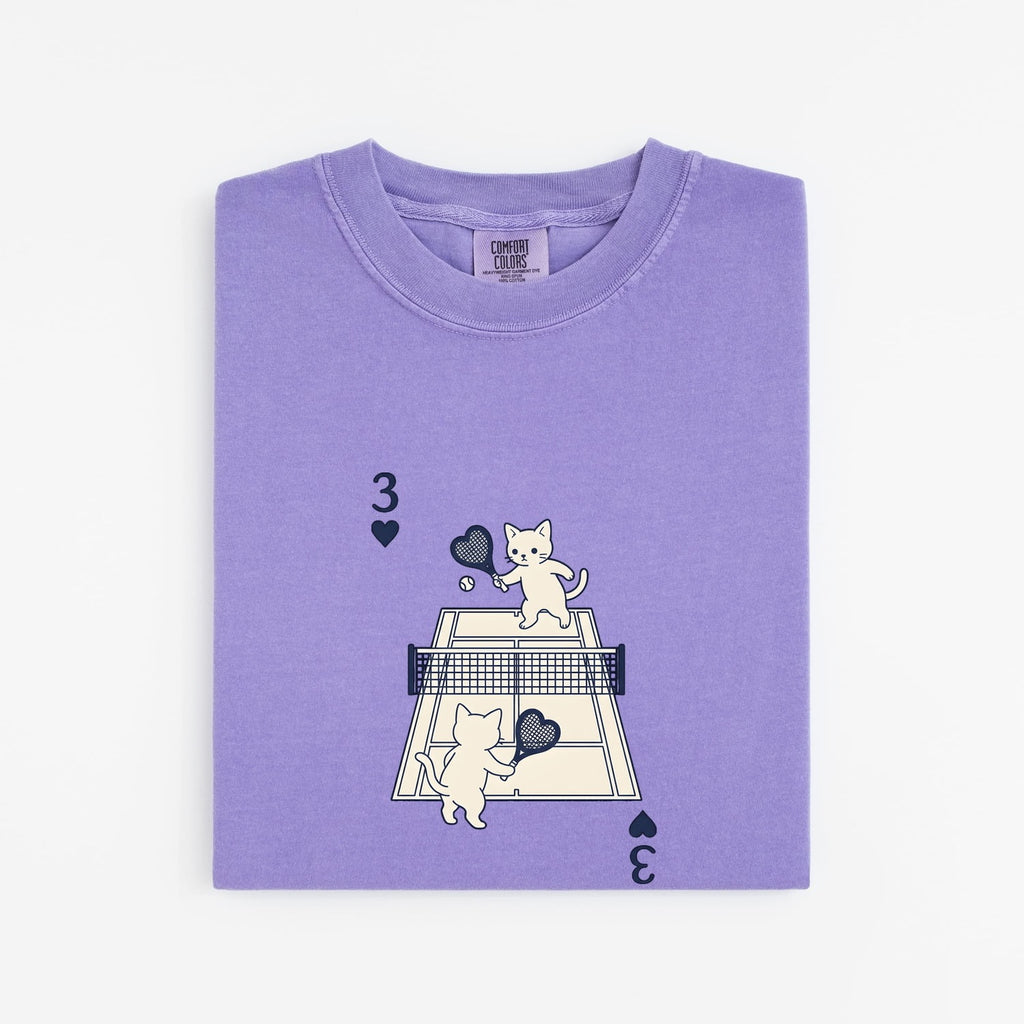 Tennis Cat Shirt for Women – Kawaii Minimalist Athletic Heart Feline Graphic Tee