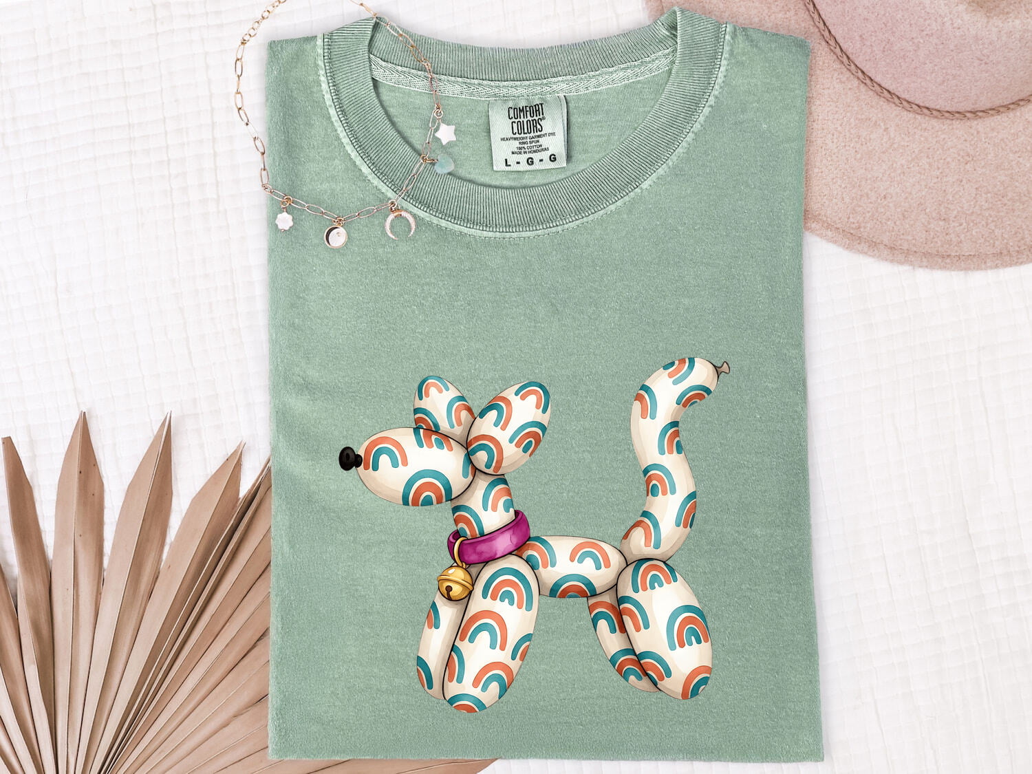 Balloon Dog Shirt for Women – Whimsical Hand Drawn Rainbow Cartoon Graphic Tee