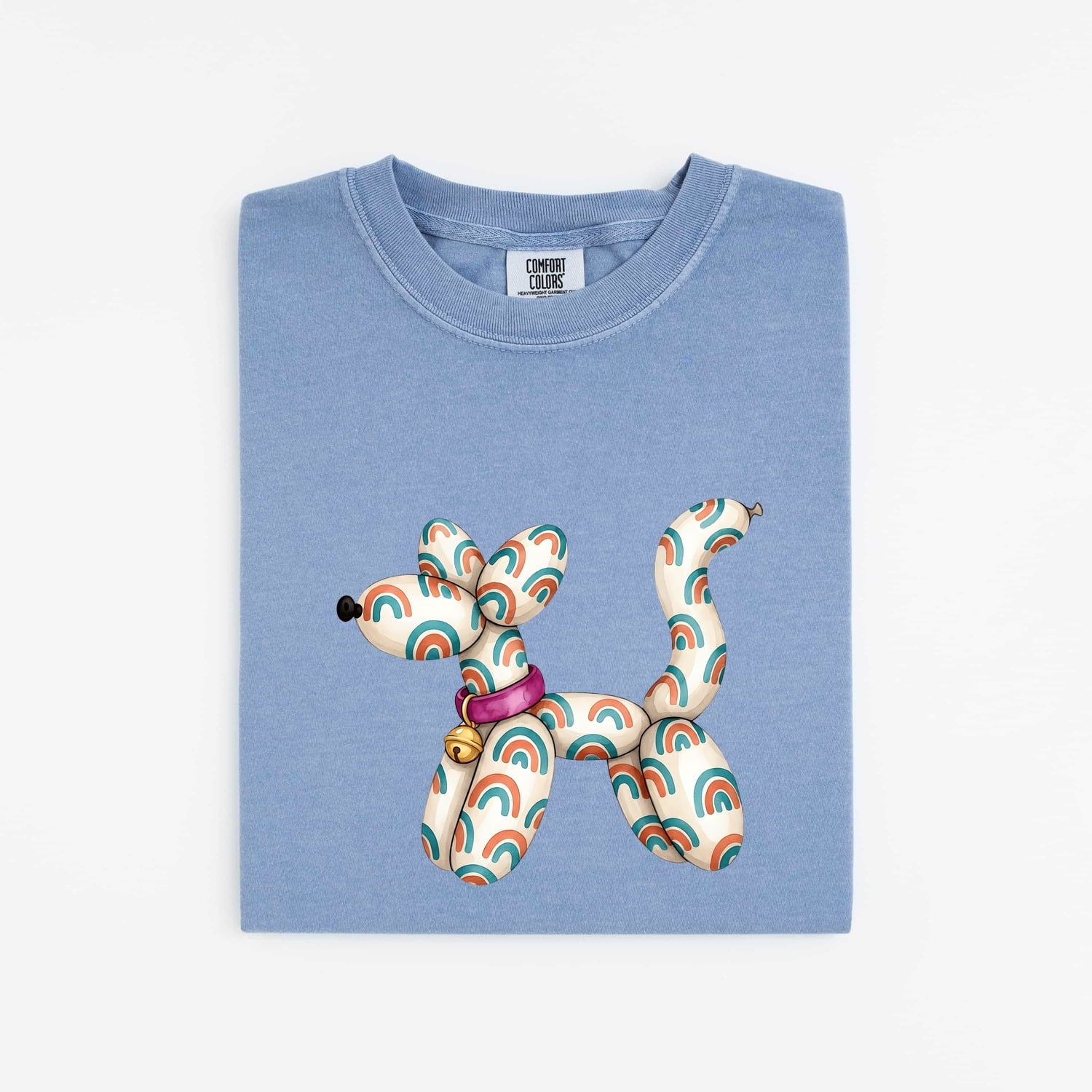 Balloon Dog Shirt for Women – Whimsical Hand Drawn Rainbow Cartoon Graphic Tee