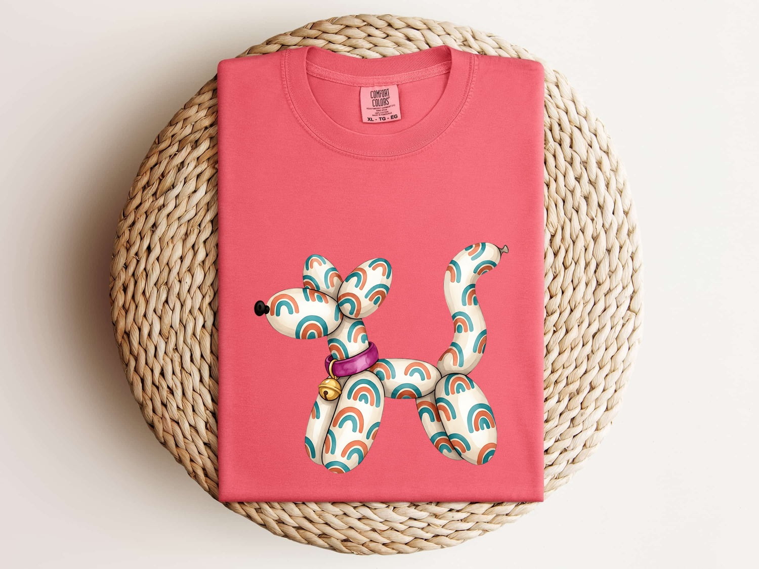 Balloon Dog Shirt for Women – Whimsical Hand Drawn Rainbow Cartoon Graphic Tee