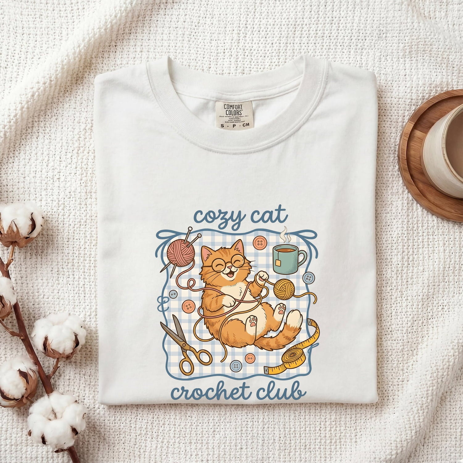 Cat Crochet Shirt for Women – Amigurumi Fiber Ball Outline Crafting Kitty Graphic Tee