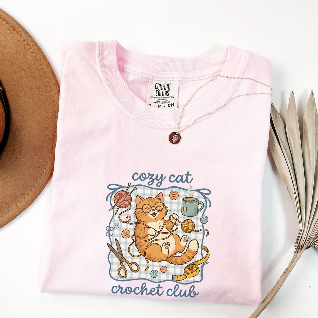 Cat Crochet Shirt for Women – Amigurumi Fiber Ball Outline Crafting Kitty Graphic Tee