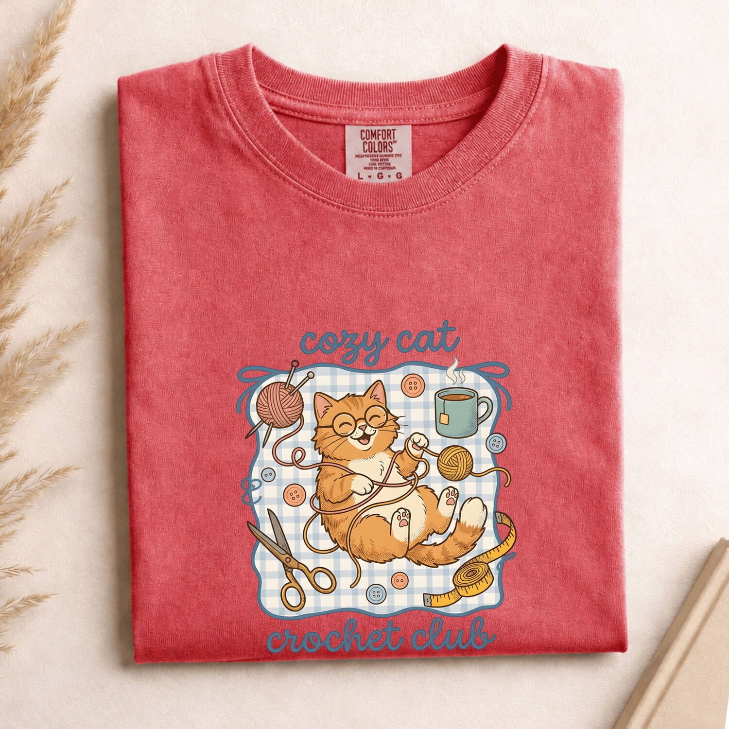 Cat Crochet Shirt for Women – Amigurumi Fiber Ball Outline Crafting Kitty Graphic Tee