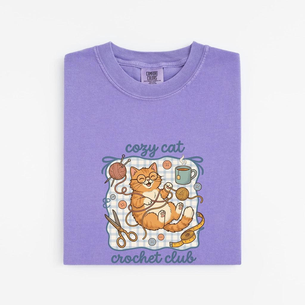 Cat Crochet Shirt for Women – Amigurumi Fiber Ball Outline Crafting Kitty Graphic Tee