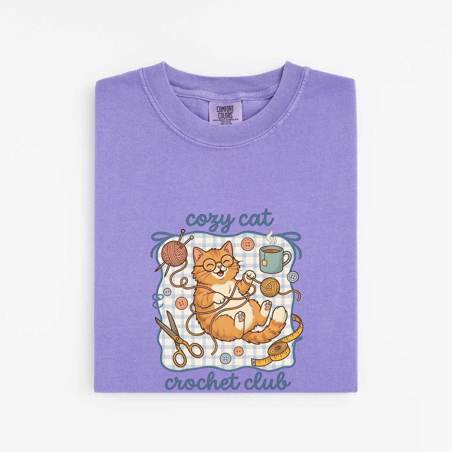 Cat Crochet Shirt for Women – Amigurumi Fiber Ball Outline Crafting Kitty Graphic Tee