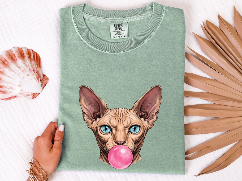 Sphynx Cat Shirt for Women – Funny Photo Realistic Hairless Doodle Gum Graphic Tee