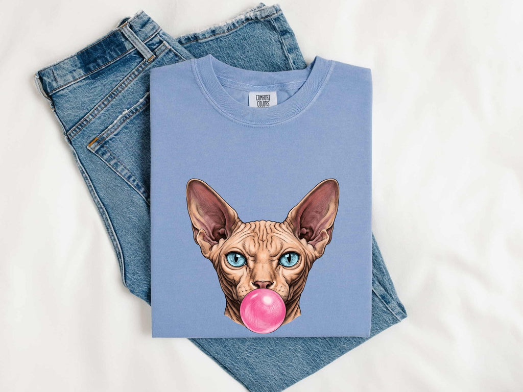 Sphynx Cat Shirt for Women – Funny Photo Realistic Hairless Doodle Gum Graphic Tee