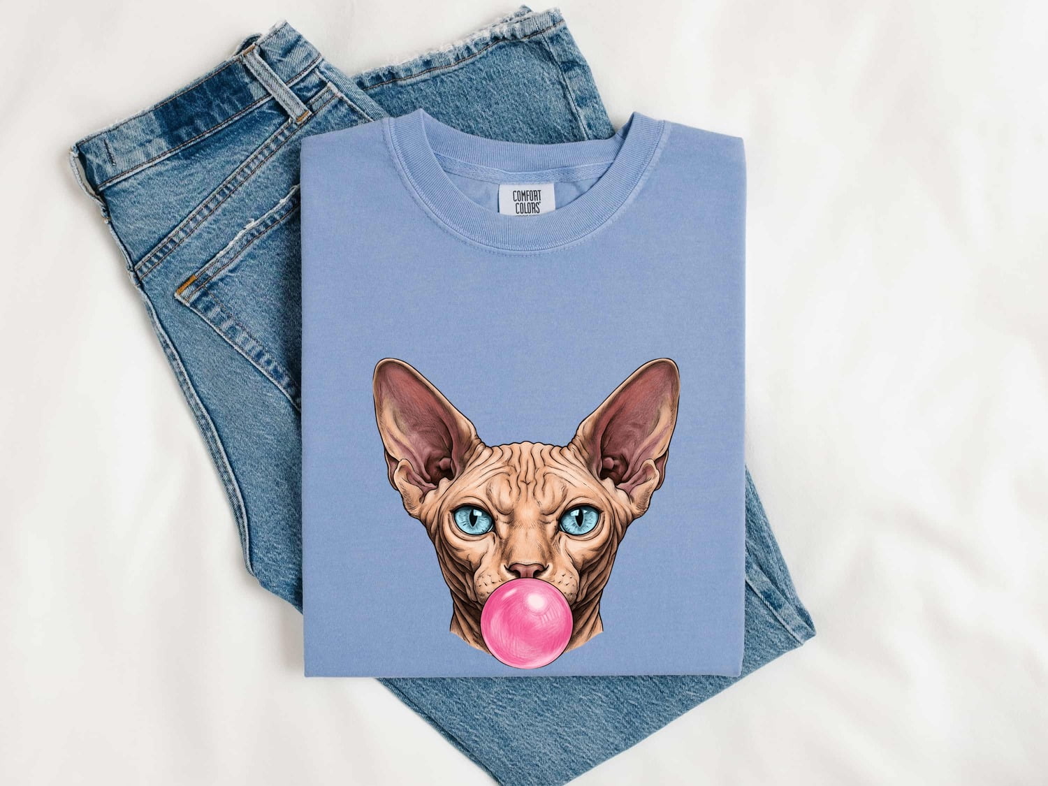 Sphynx Cat Shirt for Women – Funny Photo Realistic Hairless Doodle Gum Graphic Tee