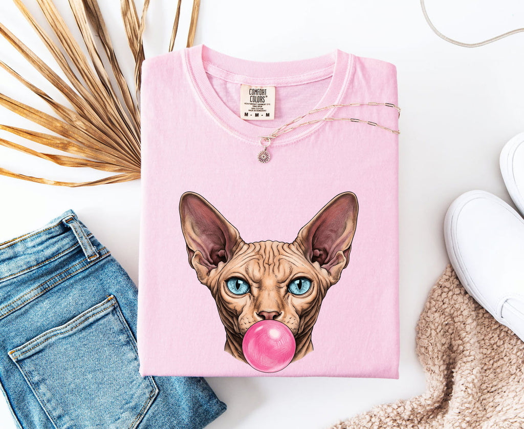 Sphynx Cat Shirt for Women – Funny Photo Realistic Hairless Doodle Gum Graphic Tee