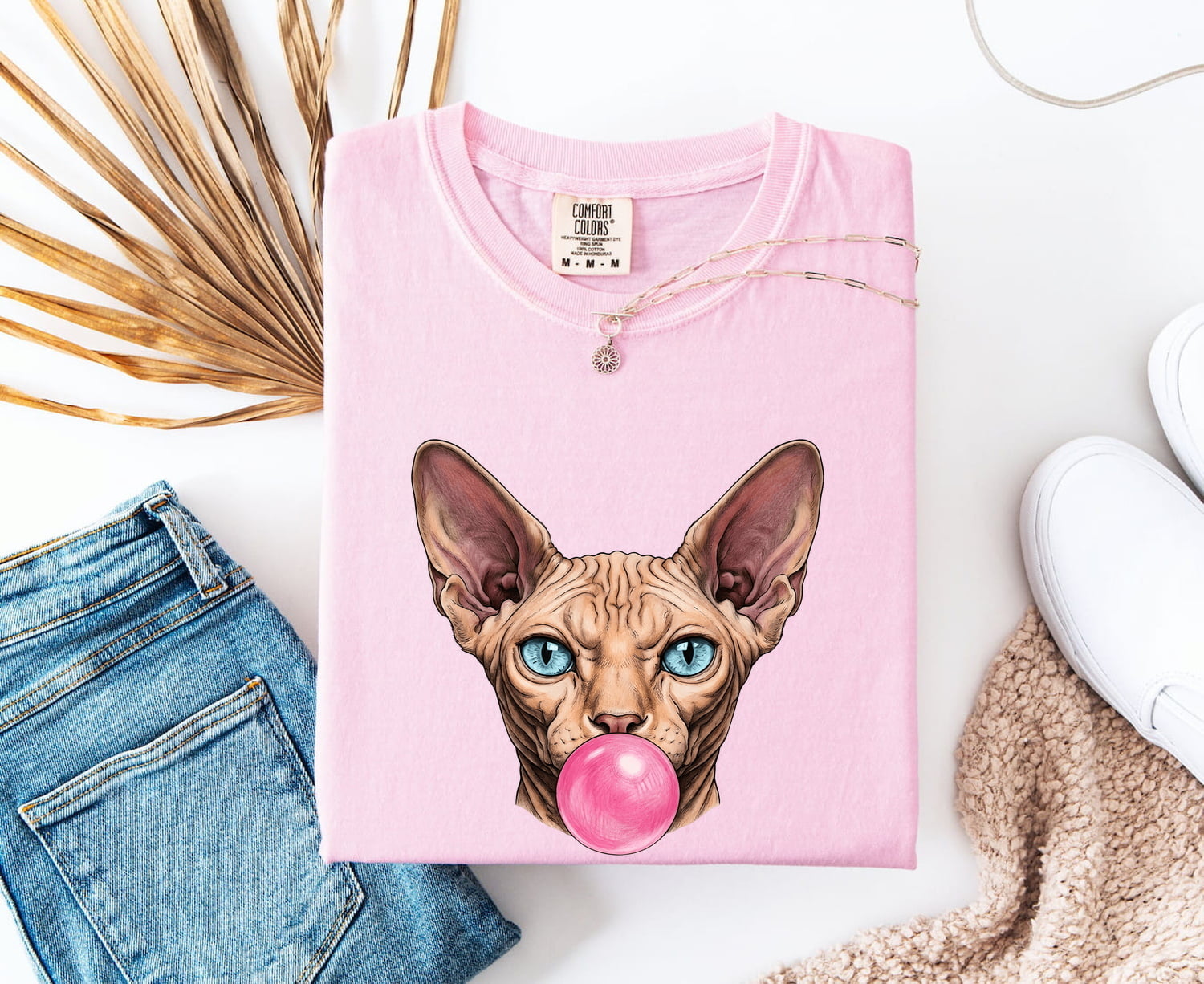 Sphynx Cat Shirt for Women – Funny Photo Realistic Hairless Doodle Gum Graphic Tee