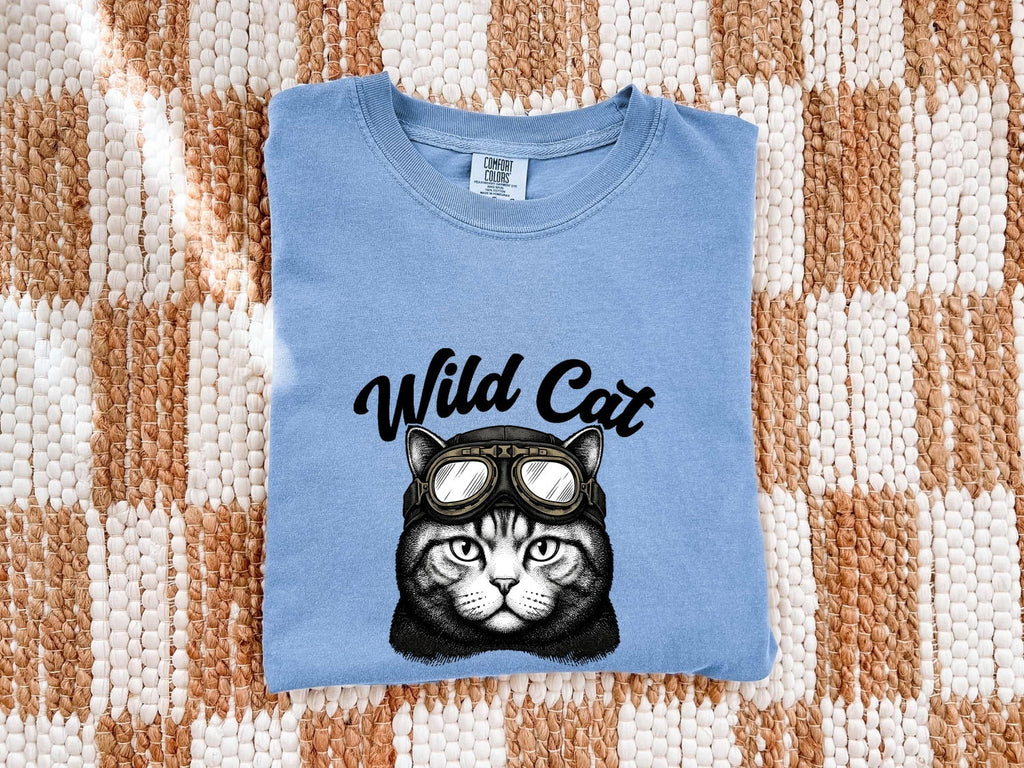Cat Goggles Shirt for Women – Old School Wildlife Ink Illustration Kitty Graphic Tee