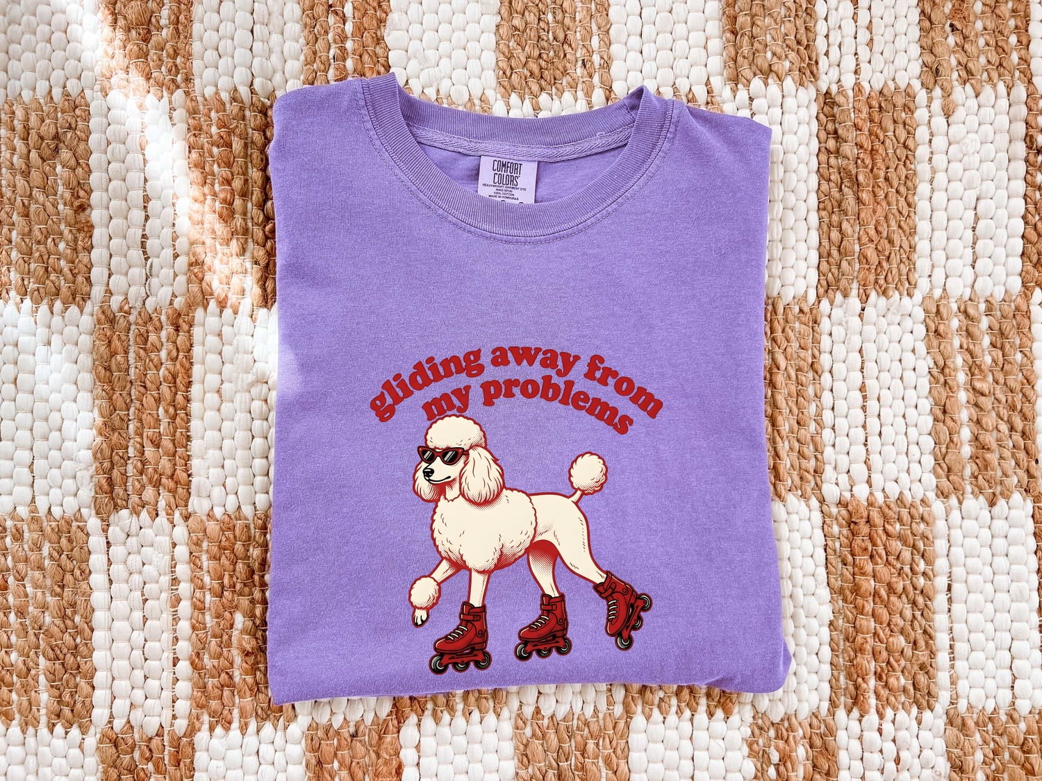 Poodle Shirt for Women – Funny Vintage Skate Shoes Comic Shades Dog Graphic Tee