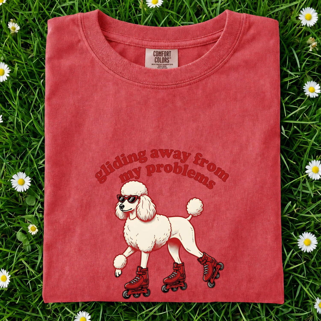 Poodle Shirt for Women – Funny Vintage Skate Shoes Comic Shades Dog Graphic Tee