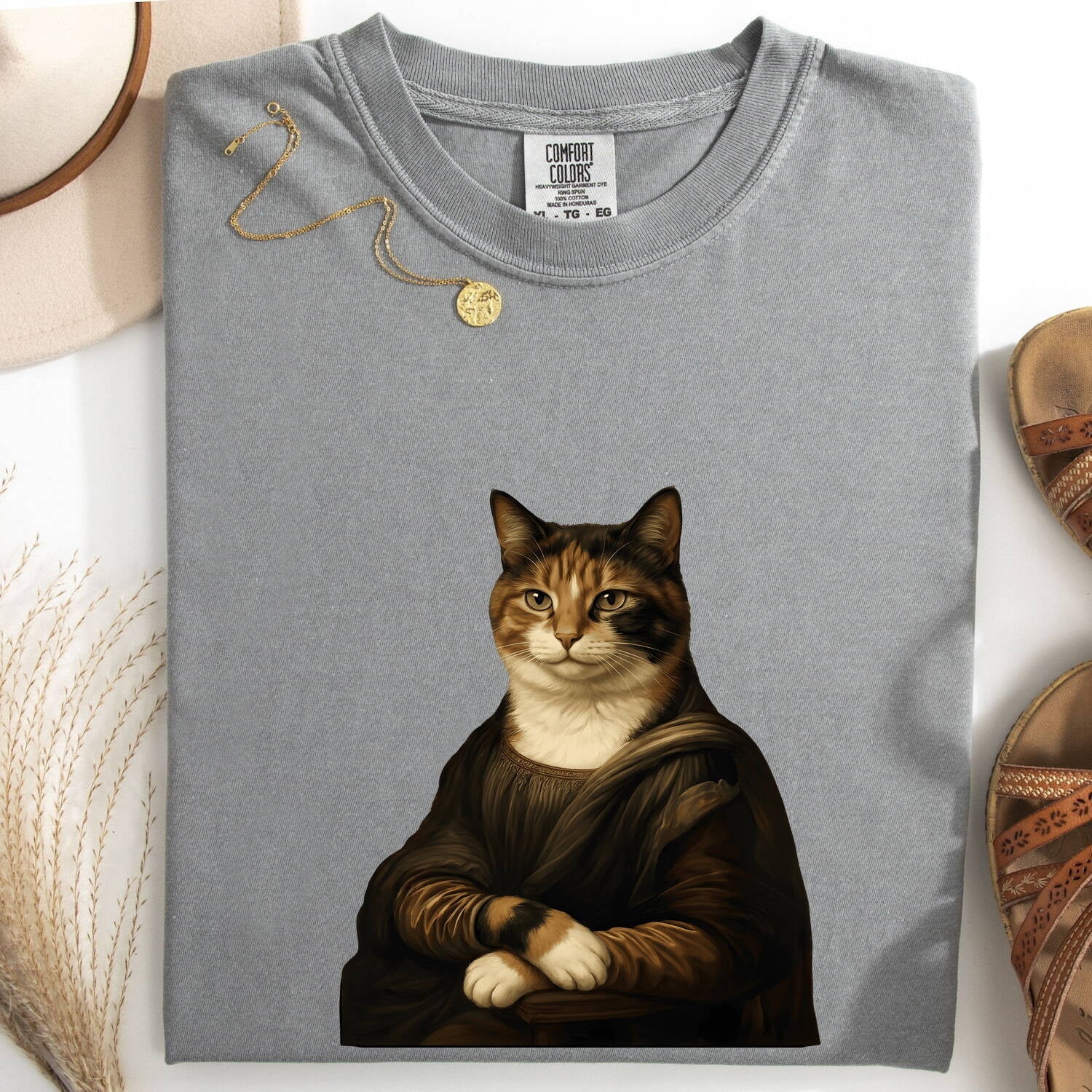 Tuxedo Cat Shirt for Women – Renaissance Vintage Landscape Classic Art Graphic Tee