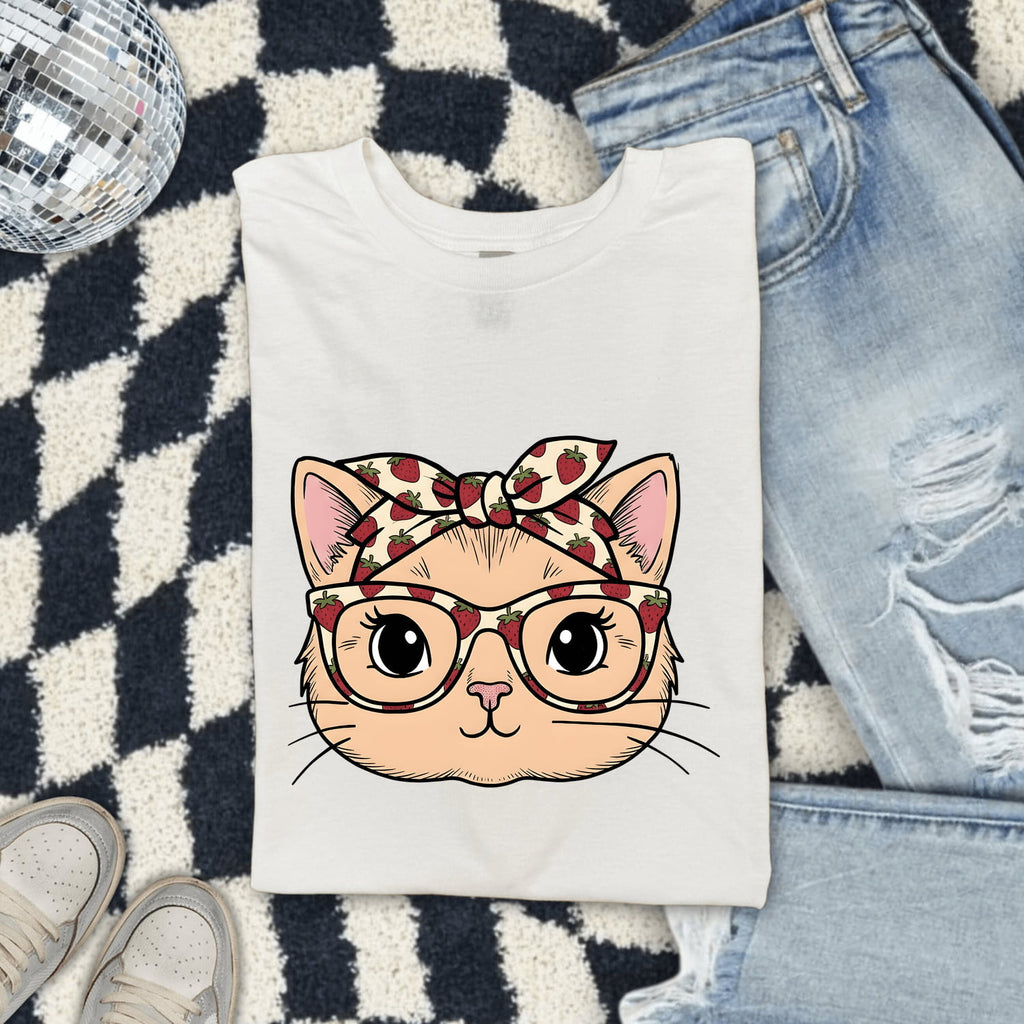 Easter Cat Shirt for Women – Cute Hand Drawn Illustrated Kitten Face Graphic Tee