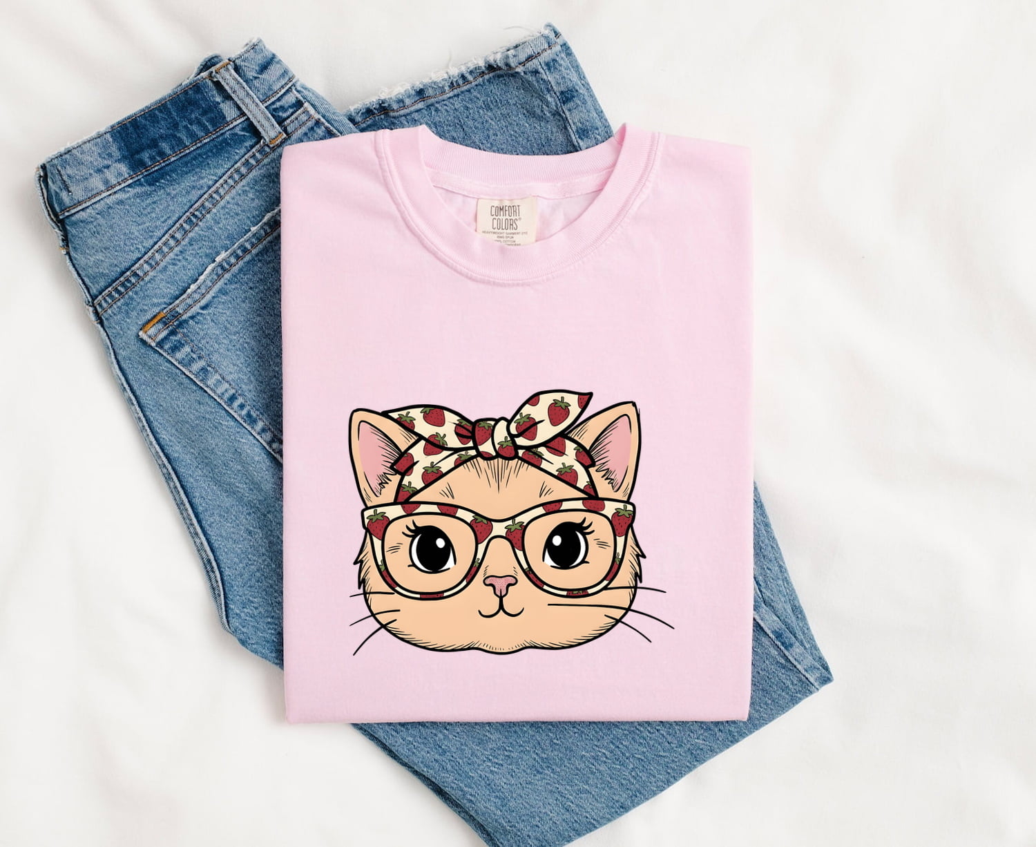 Easter Cat Shirt for Women – Cute Hand Drawn Illustrated Kitten Face Graphic Tee