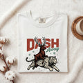 Christmas Cat Shirt for Women – Antique Vintage Elk Frost Feline Outline Graphic Tee