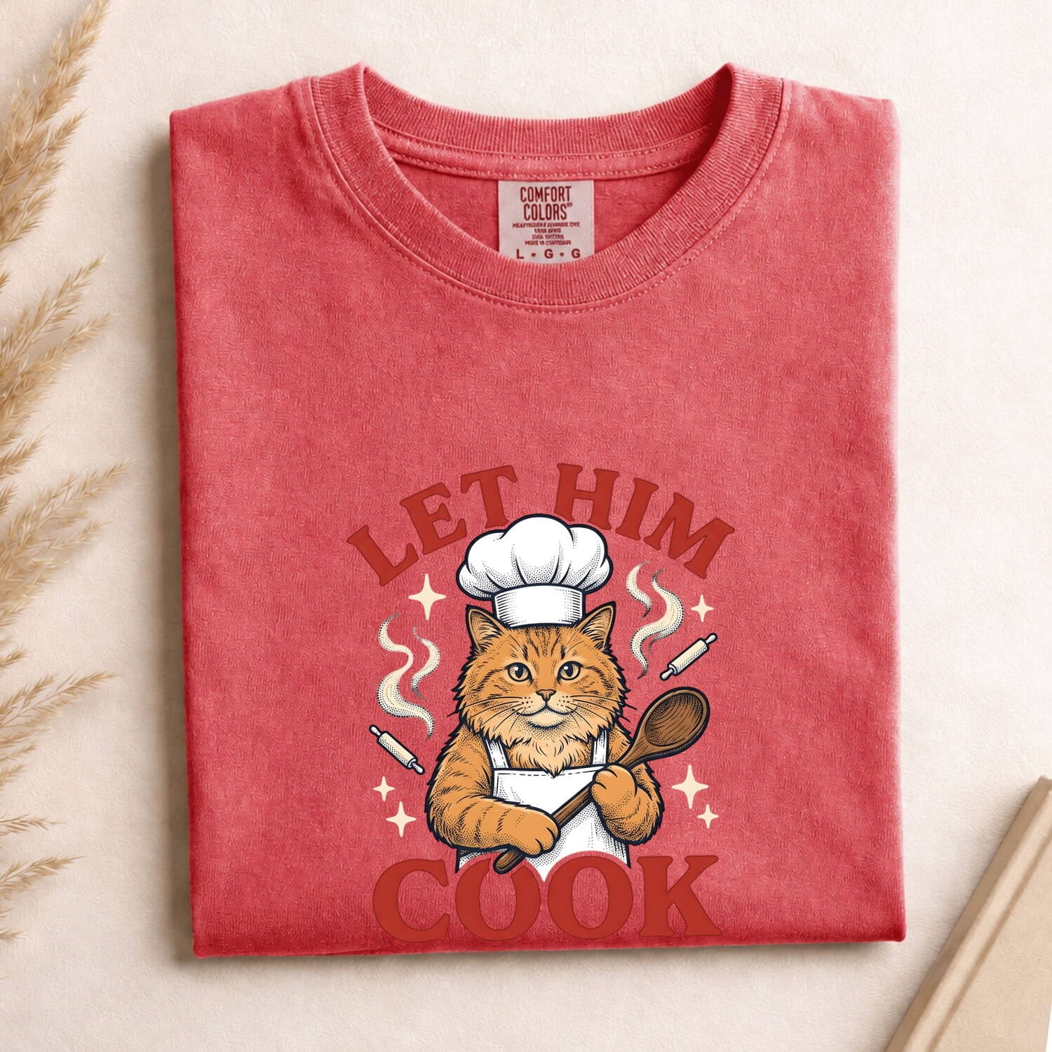 Kitchen Cat Shirt for Women – Retro Vintage Cooking Spoon Sketch Graphic Tee