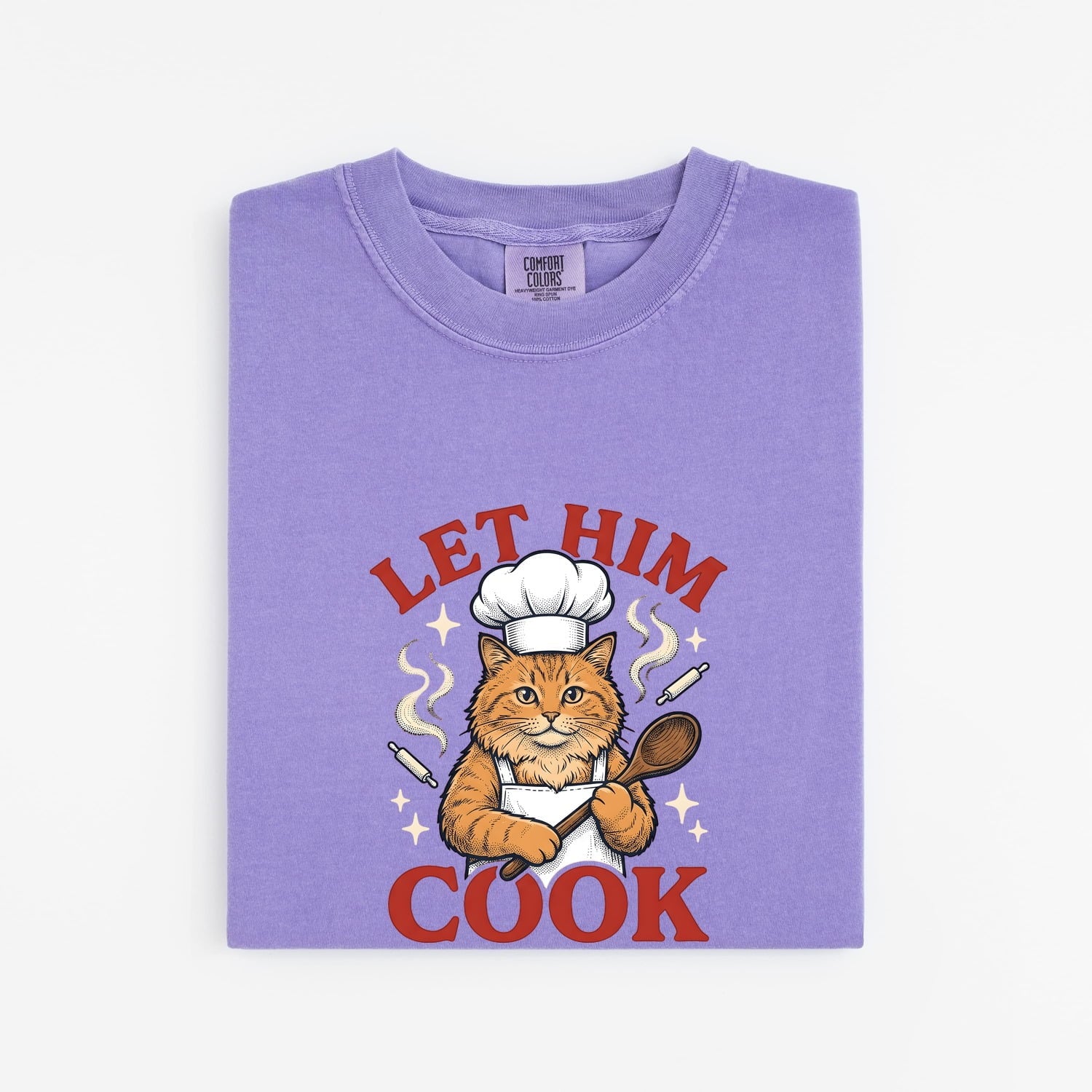 Kitchen Cat Shirt for Women – Retro Vintage Cooking Spoon Sketch Graphic Tee