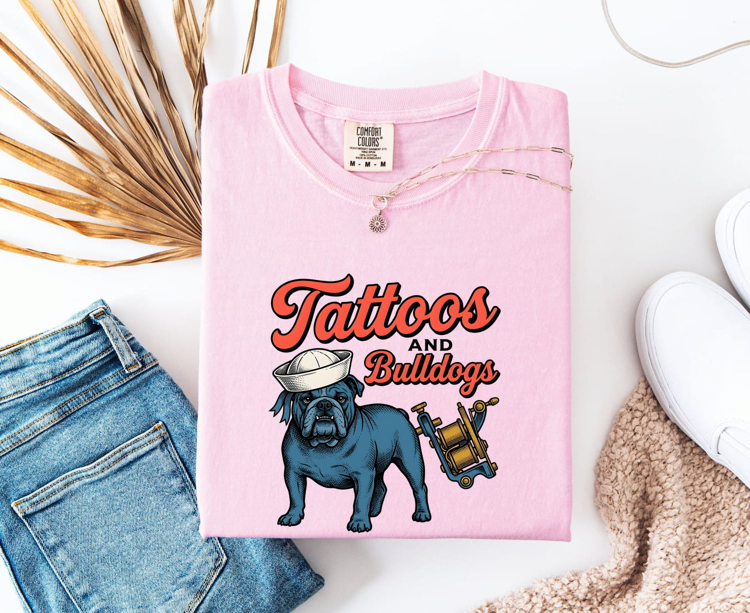 Bulldog Sailor Shirt for Women – Vintage Retro Tattoo Machine Dog Graphic Tee