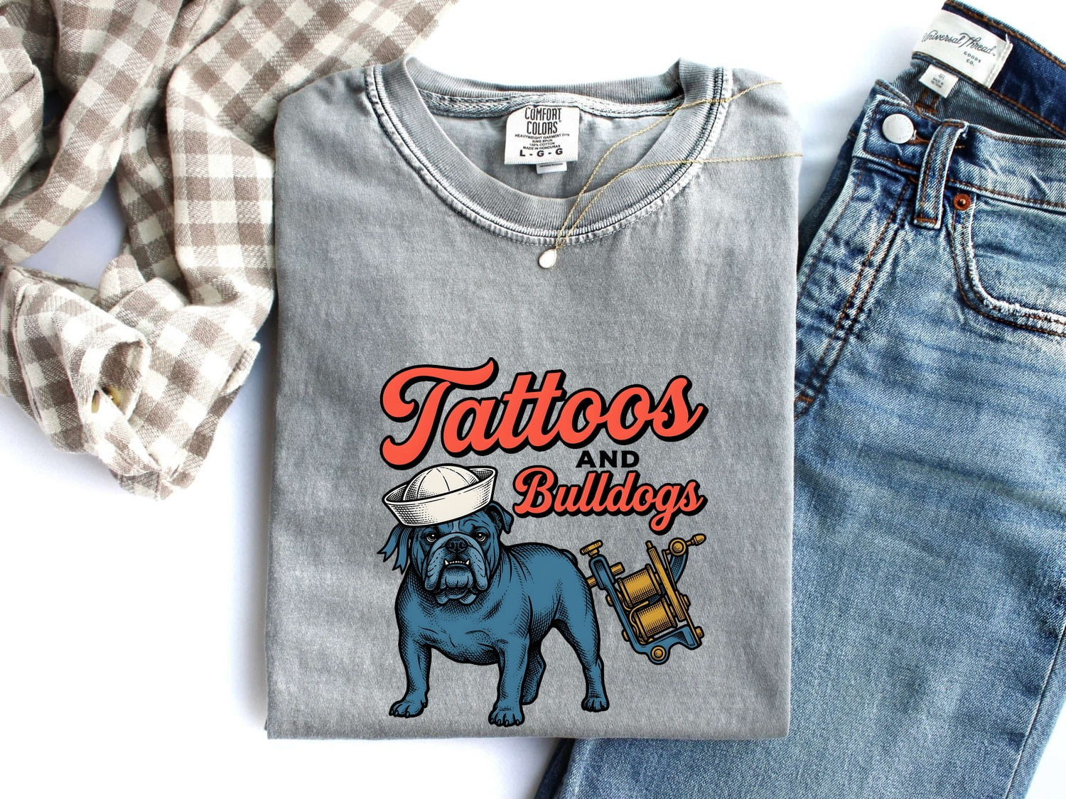 Bulldog Sailor Shirt for Women – Vintage Retro Tattoo Machine Dog Graphic Tee
