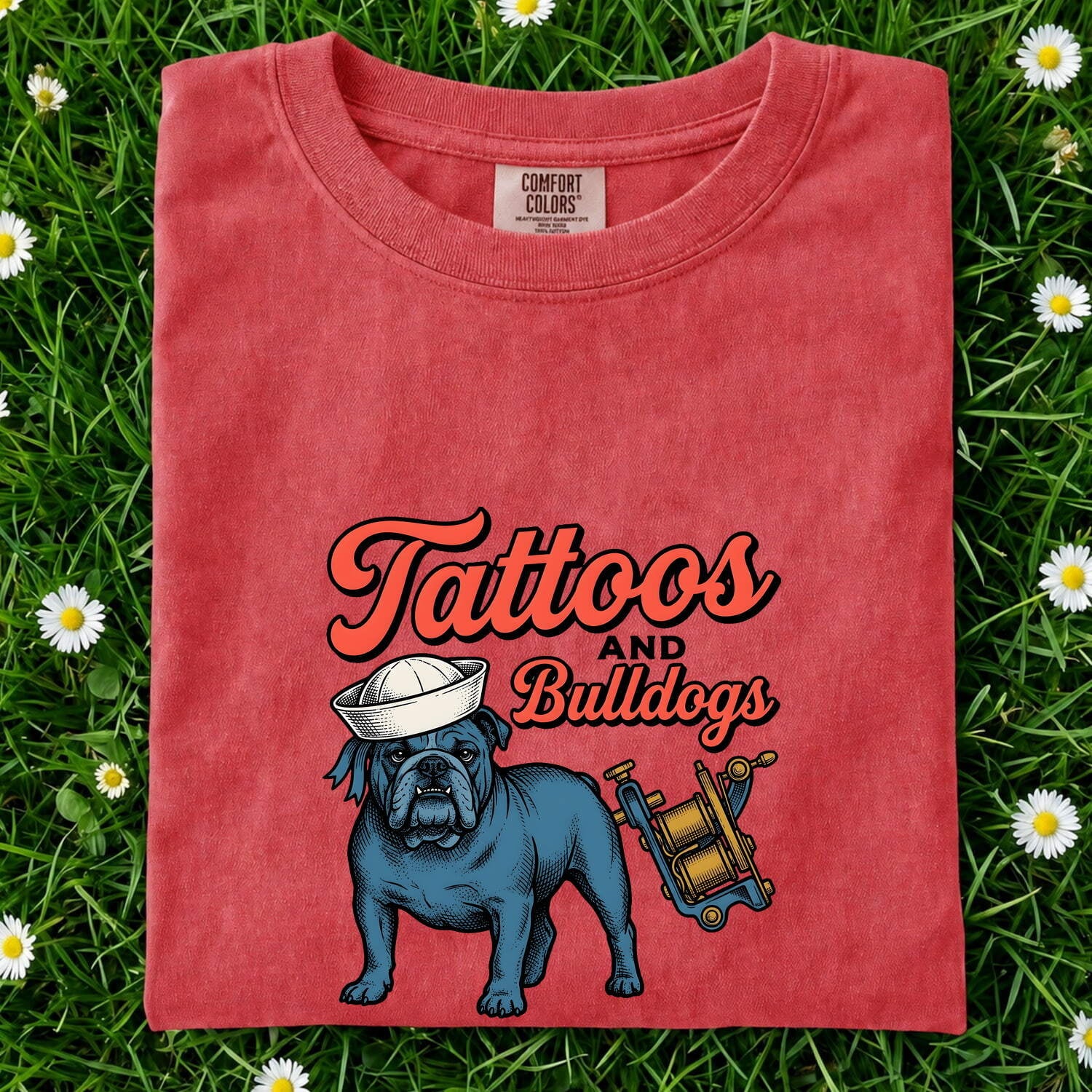 Bulldog Sailor Shirt for Women – Vintage Retro Tattoo Machine Dog Graphic Tee