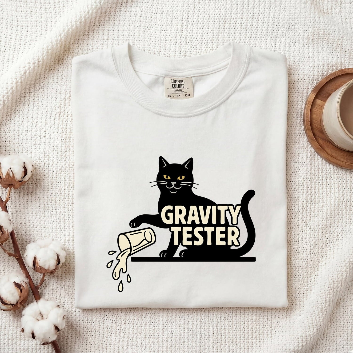 Midnight Cat Shirt for Women – Funny Parody Cartoon Knocked Over Glass Graphic Tee