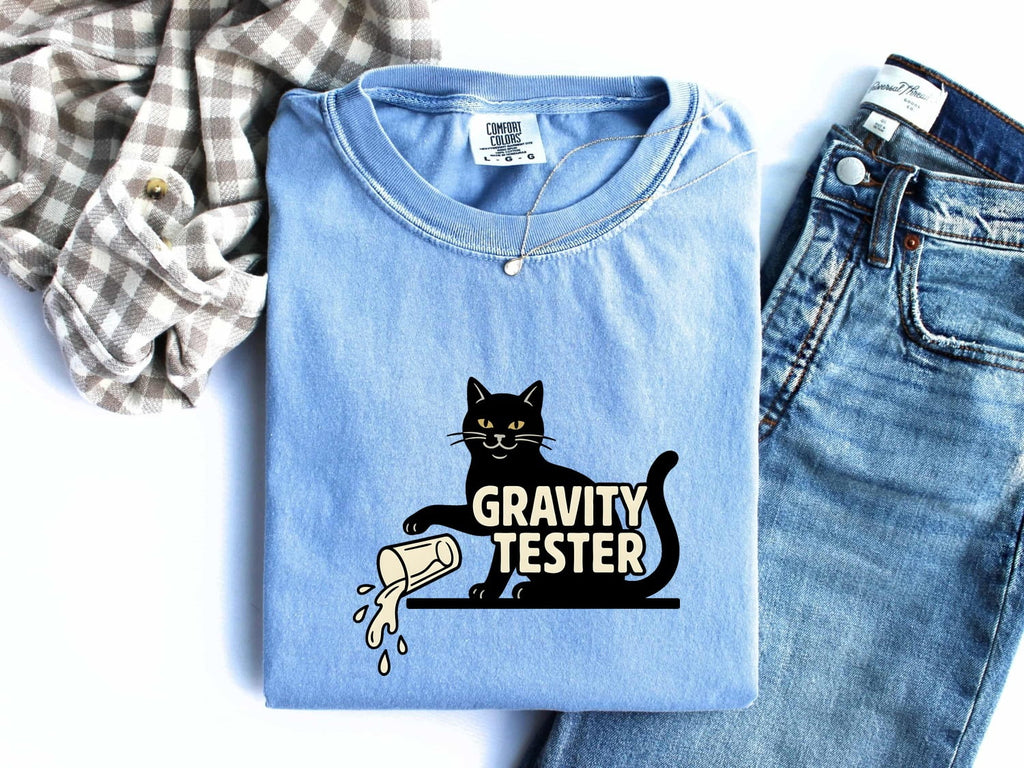 Midnight Cat Shirt for Women – Funny Parody Cartoon Knocked Over Glass Graphic Tee