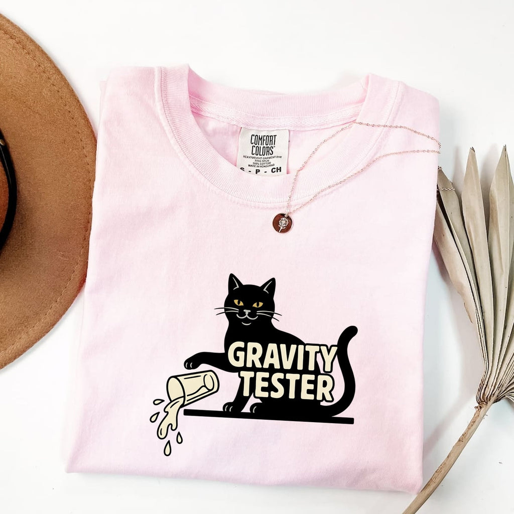 Midnight Cat Shirt for Women – Funny Parody Cartoon Knocked Over Glass Graphic Tee