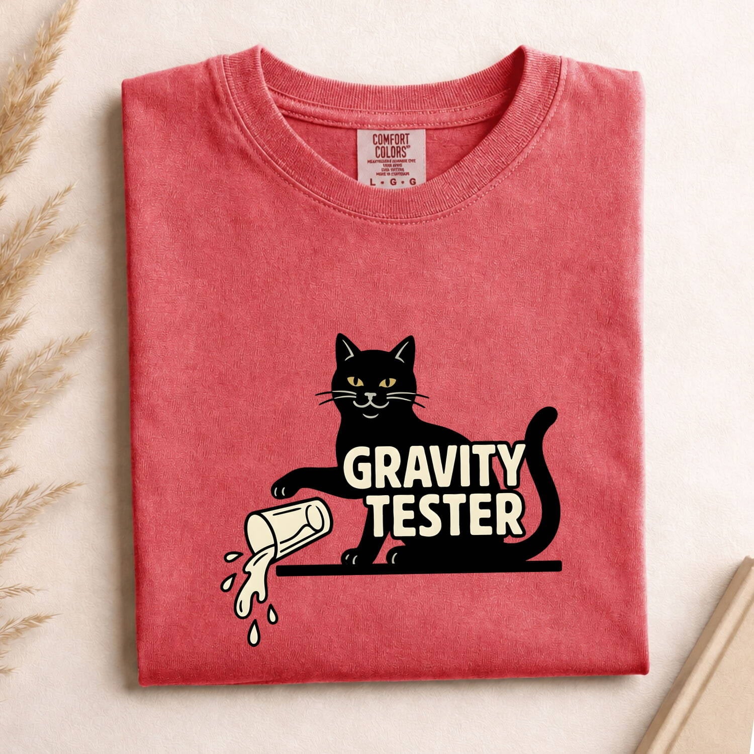 Midnight Cat Shirt for Women – Funny Parody Cartoon Knocked Over Glass Graphic Tee