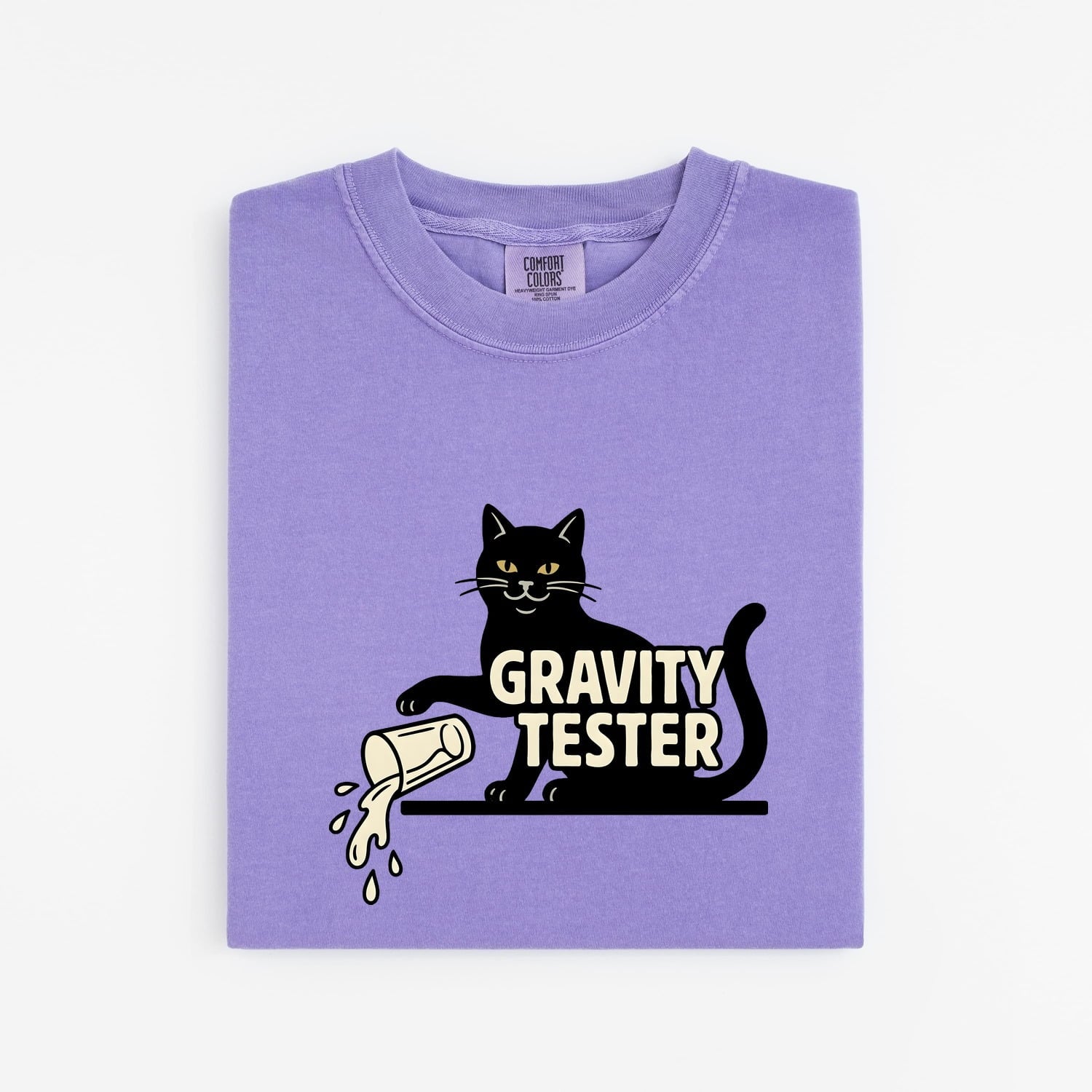 Midnight Cat Shirt for Women – Funny Parody Cartoon Knocked Over Glass Graphic Tee