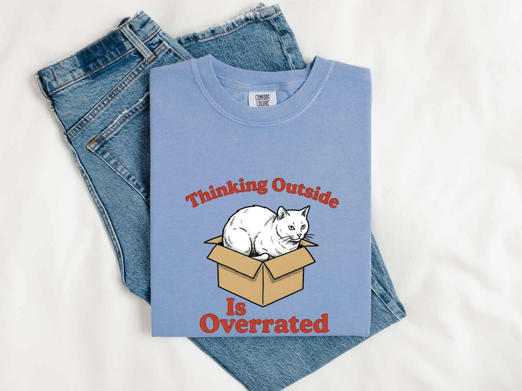 Cat Box Shirt for Women – Funny Vintage Hand Drawn Cardboard Box Graphic Tee