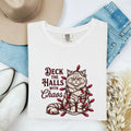 Christmas Grumpy Cat Shirt for Women – Vintage Hand Drawn Holiday Lights Graphic Tee