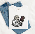 Scottish Fold Shirt for Women – Vintage Bookworm Doodle Illustration Kitten Graphic Tee