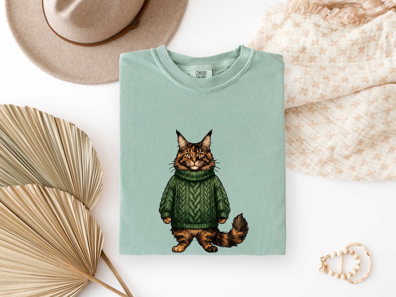 Maine Coon Shirt for Women – Retro Sketch Pullover Kitten Graphic Tee